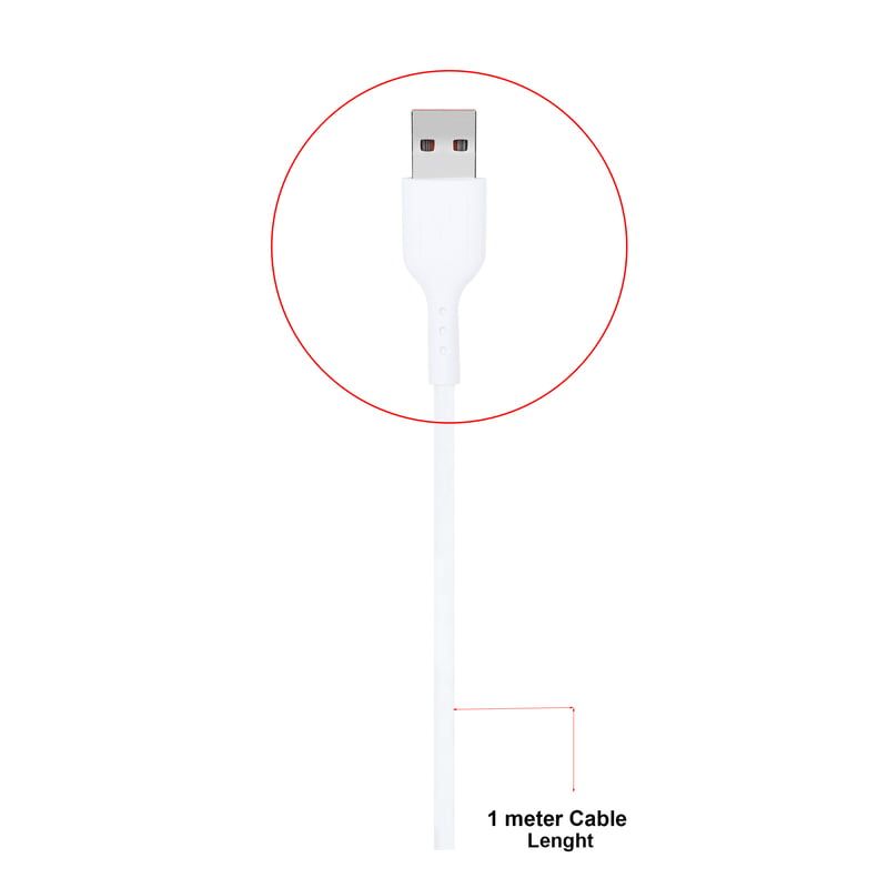 White Type-C Data and Fast Charging Cable from Mobile Cables collection, 1.25m length, wired, 20g weight, suitable for Android