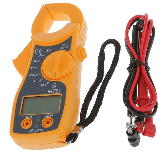 MT87 LCD Digital Clamp Meter, a plastic tool for voltage and current resistance testing, part of the repairing tools collection.