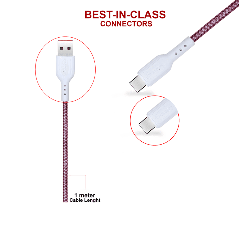 Type-C accessory for mobile phones, 1.25m long high-speed and durable USB-C cable for fast charging and data transfer, white in color