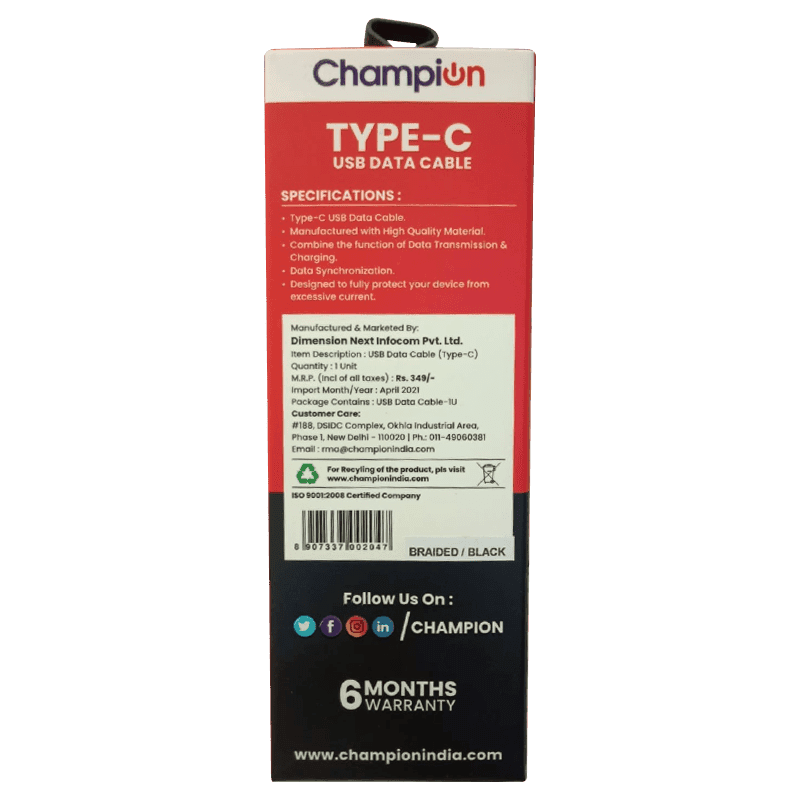 White Type-C Data Cable designed for fast Mobile Charging and Data Transfer