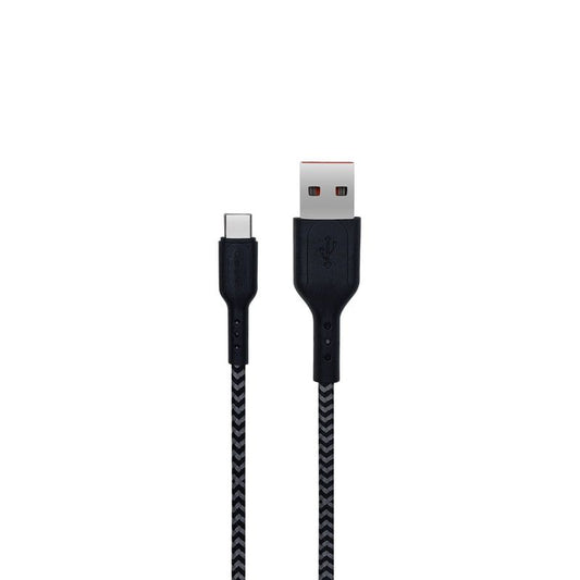 Black Braided Type-C Data Cable from Mobile cables collection, a wired strong USB-C Cable measuring 1.25m long designed for Type-C Phone charging purpose